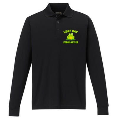 Happy Leap Day Year 2024 February 29th Funny Frog Lovers Performance Long Sleeve Polo