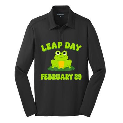 Happy Leap Day Year 2024 February 29th Funny Frog Lovers Silk Touch Performance Long Sleeve Polo