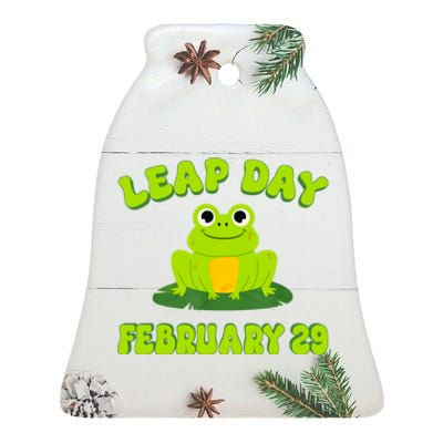 Happy Leap Day Year 2024 February 29th Funny Frog Lovers Ceramic Bell Ornament