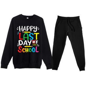 Happy Last Day Of School Last Day Of School Teacher Student Premium Crewneck Sweatsuit Set