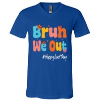 Happy Last Day Of School Bruh We Out Teachers Cute Gift V-Neck T-Shirt