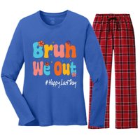 Happy Last Day Of School Bruh We Out Teachers Cute Gift Women's Long Sleeve Flannel Pajama Set 