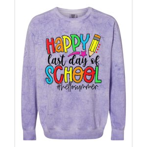 Happy Last Day Of School Teacher Student Graduation Gifts Gift Colorblast Crewneck Sweatshirt