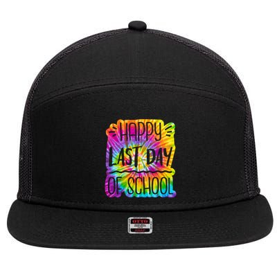 Happy Last Day Of School Rainbow Dye 7 Panel Mesh Trucker Snapback Hat