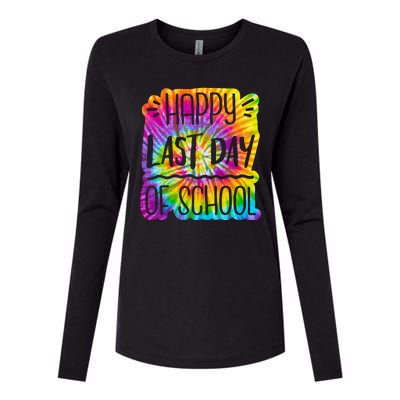 Happy Last Day Of School Rainbow Dye Womens Cotton Relaxed Long Sleeve T-Shirt