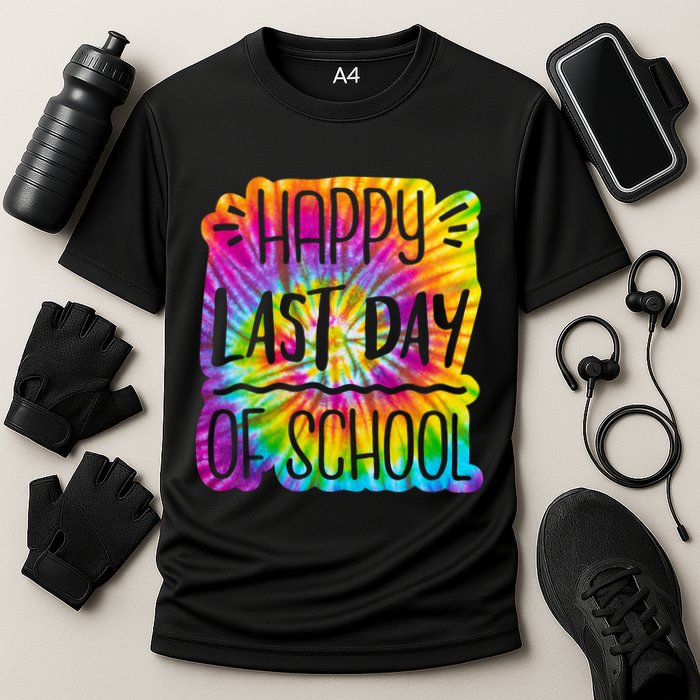 Happy Last Day Of School Rainbow Dye Cooling Performance Crew T-Shirt