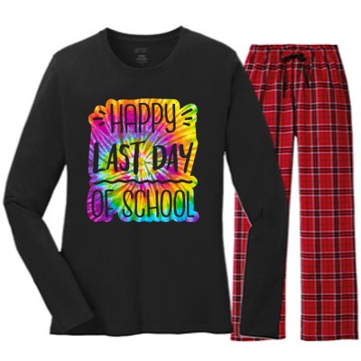 Happy Last Day Of School Rainbow Dye Women's Long Sleeve Flannel Pajama Set 