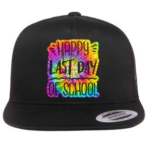 Happy Last Day Of School Rainbow Dye Flat Bill Trucker Hat