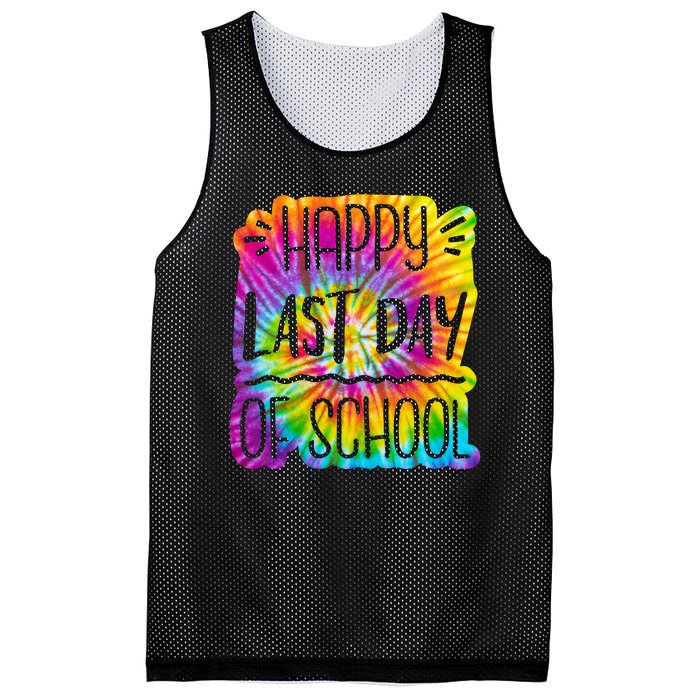 Happy Last Day Of School Rainbow Dye Mesh Reversible Basketball Jersey Tank