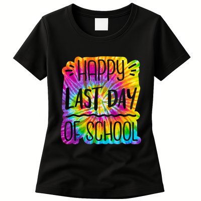 Happy Last Day Of School Rainbow Dye Womens T-Shirt