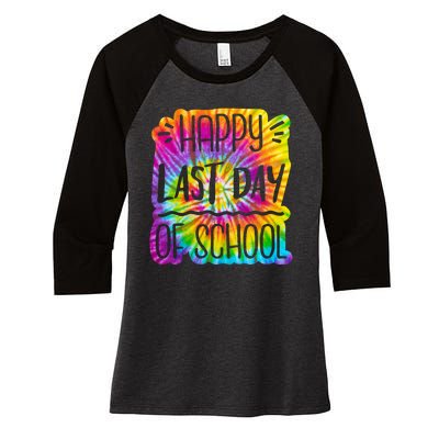 Happy Last Day Of School Rainbow Dye Women's Tri-Blend 3/4-Sleeve Raglan Shirt