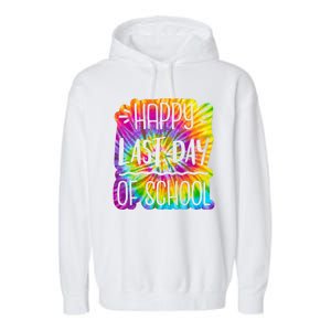 Happy Last Day Of School Rainbow Dye Garment-Dyed Fleece Hoodie