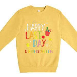 Happy Last Day Of Kindergarten Hello Summer Graduation Gift Premium Crewneck Sweatshirt