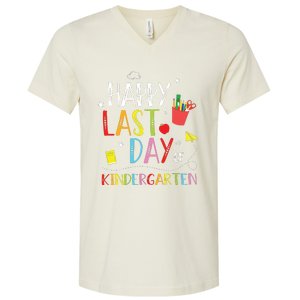 Happy Last Day Of Kindergarten Hello Summer Graduation Gift V-Neck T-Shirt