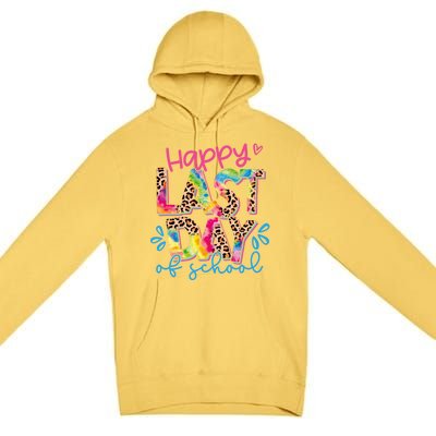 Happy Last Day Of School Leopard Tie Dye Hello Summer Cool Gift Premium Pullover Hoodie