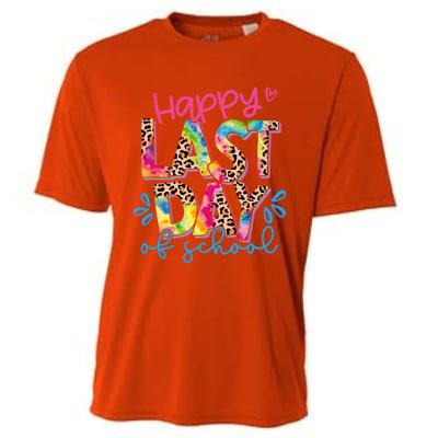 Happy Last Day Of School Leopard Tie Dye Hello Summer Cool Gift Cooling Performance Crew T-Shirt