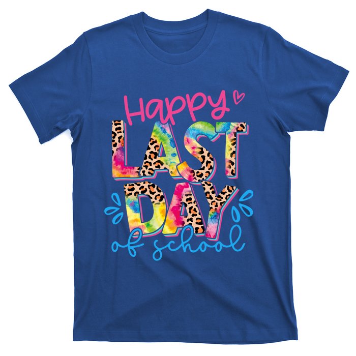 Happy Last Day Of School Leopard Tie Dye Hello Summer Cool Gift T-Shirt