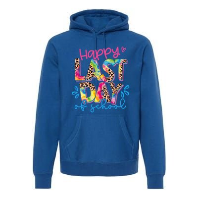 Happy Last Day Of School Leopard Tie Dye Hello Summer Cool Gift Premium Hoodie