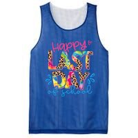 Happy Last Day Of School Leopard Tie Dye Hello Summer Cool Gift Mesh Reversible Basketball Jersey Tank