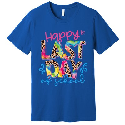 Happy Last Day Of School Leopard Tie Dye Hello Summer Cool Gift Premium T-Shirt