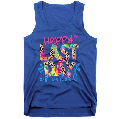 Happy Last Day Of School Leopard Tie Dye Hello Summer Cool Gift Tank Top