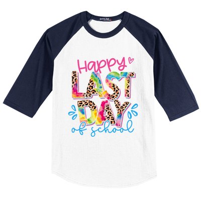 Happy Last Day Of School Leopard Tie Dye Hello Summer Cool Gift Baseball Sleeve Shirt