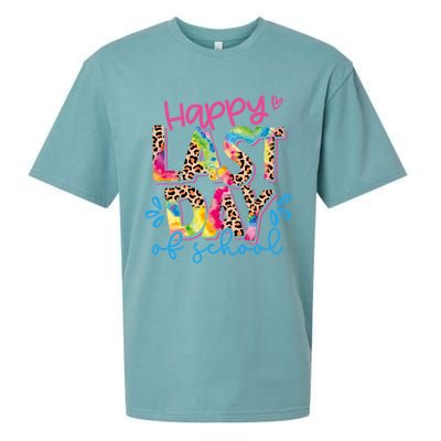 Happy Last Day Of School Leopard Tie Dye Hello Summer Cool Gift Sueded Cloud Jersey T-Shirt