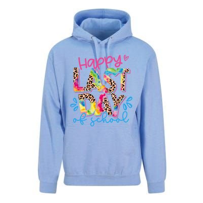 Happy Last Day Of School Leopard Tie Dye Hello Summer Cool Gift Unisex Surf Hoodie