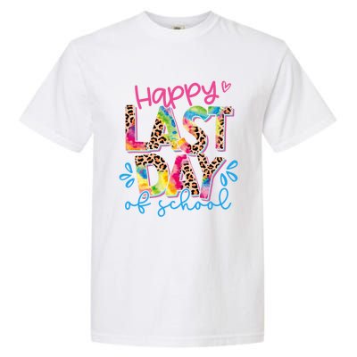 Happy Last Day Of School Leopard Tie Dye Hello Summer Cool Gift Garment-Dyed Heavyweight T-Shirt