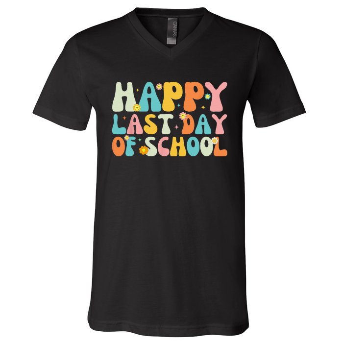 Happy Last day of School Teacher Student Graduation V-Neck T-Shirt