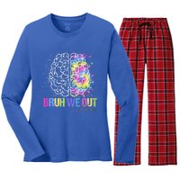 Happy Last Day Of School Teacher Student Bruh We Out Gift Women's Long Sleeve Flannel Pajama Set 