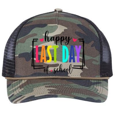 Happy Last Day Of School Teacher Student Graduation Retro Rope Trucker Hat Cap