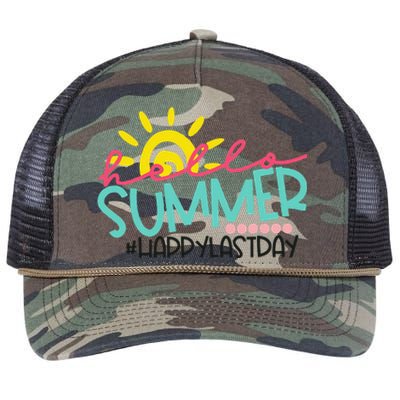 Happy Last Day Of School Teacher Student Hello Summer Retro Rope Trucker Hat Cap