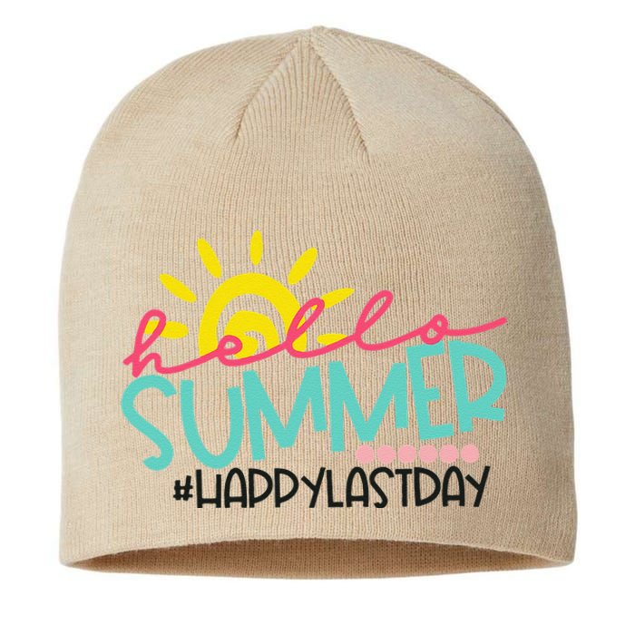 Happy Last Day Of School Teacher Student Hello Summer Sustainable Beanie