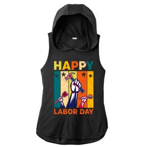 Happy Labor Day Design Ladies PosiCharge Tri-Blend Wicking Draft Hoodie Tank