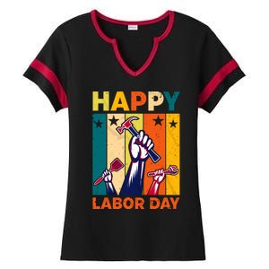 Happy Labor Day Design Ladies Halftime Notch Neck Tee