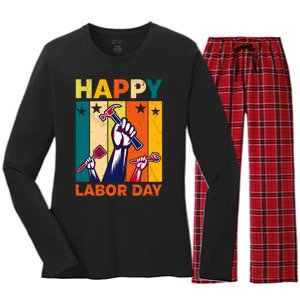 Happy Labor Day Design Women's Long Sleeve Flannel Pajama Set 