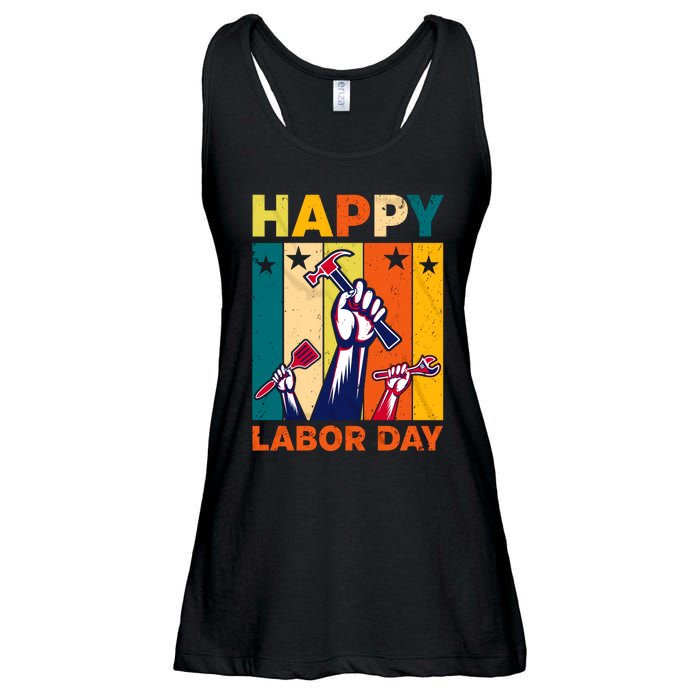 Happy Labor Day Design Ladies Essential Flowy Tank