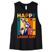 Happy Labor Day Design Women's Racerback Cropped Tank