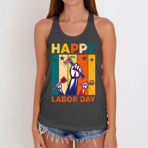 Happy Labor Day Design Women's Knotted Racerback Tank