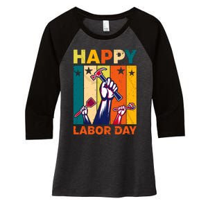 Happy Labor Day Design Women's Tri-Blend 3/4-Sleeve Raglan Shirt