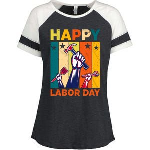 Happy Labor Day Design Enza Ladies Jersey Colorblock Tee