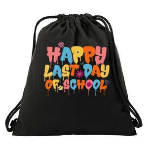 Happy Last Day of School Teacher Student Graduation Drawstring Bag