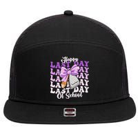 Happy Last Day Of School Coquette Bow Teachers Hello Summer 7 Panel Mesh Trucker Snapback Hat