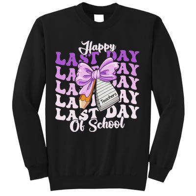 Happy Last Day Of School Coquette Bow Teachers Hello Summer Sweatshirt