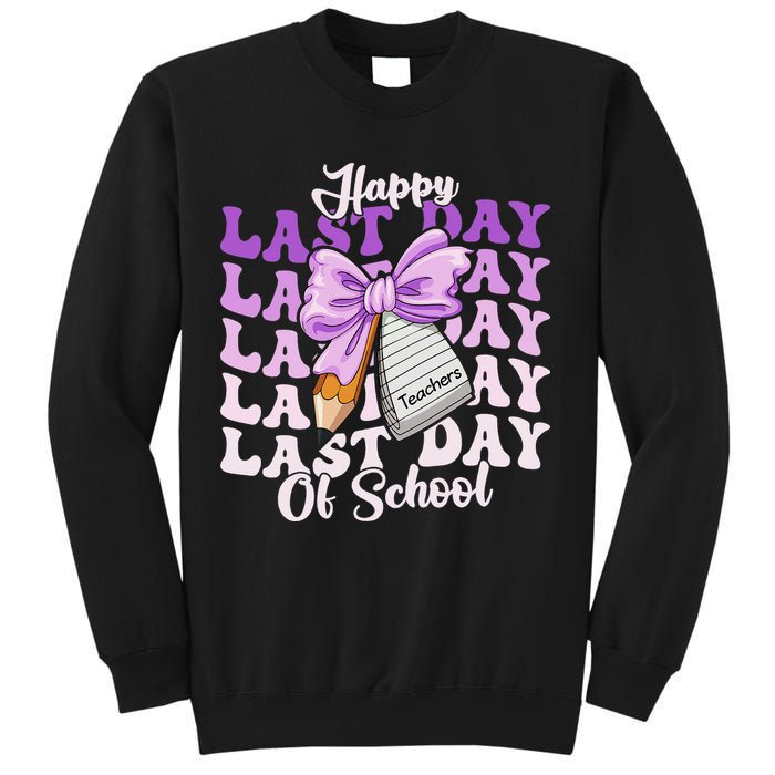 Happy Last Day Of School Coquette Bow Teachers Hello Summer Sweatshirt