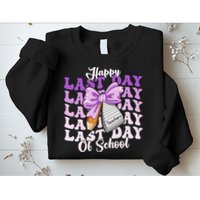 Happy Last Day Of School Coquette Bow Teachers Hello Summer Sweatshirt