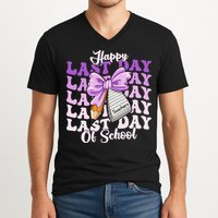 Happy Last Day Of School Coquette Bow Teachers Hello Summer V-Neck T-Shirt