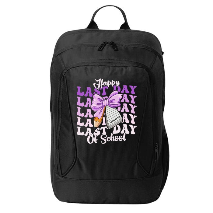 Happy Last Day Of School Coquette Bow Teachers Hello Summer City Backpack