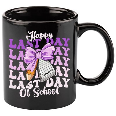 Happy Last Day Of School Coquette Bow Teachers Hello Summer 11oz C Handle Ceramic Mug